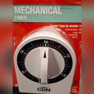 White Plastic Mechanical Kitchen Timer By CDN